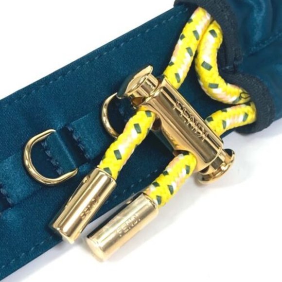 UNUSED FENDI 8C0627 belt Satin Canvas Blue Based - Picture 5 of 10